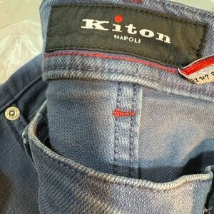 Kiton Men's Denim Jeans with Red Stitching